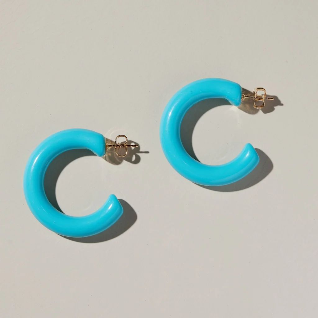 Turquoise Allegra Hoops | Nickel and Suede