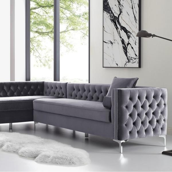 Giovanni Velvet Corner Sectional Sofa | Inspired Home