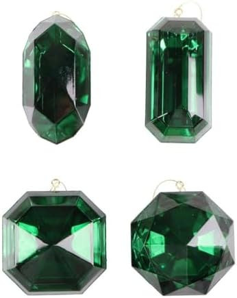 Vickerman 732137-4"-5" Dark Green Jewel Glitter Christmas Tree Ornament Assortment (4 Pack) (MT23... | Amazon (US)
