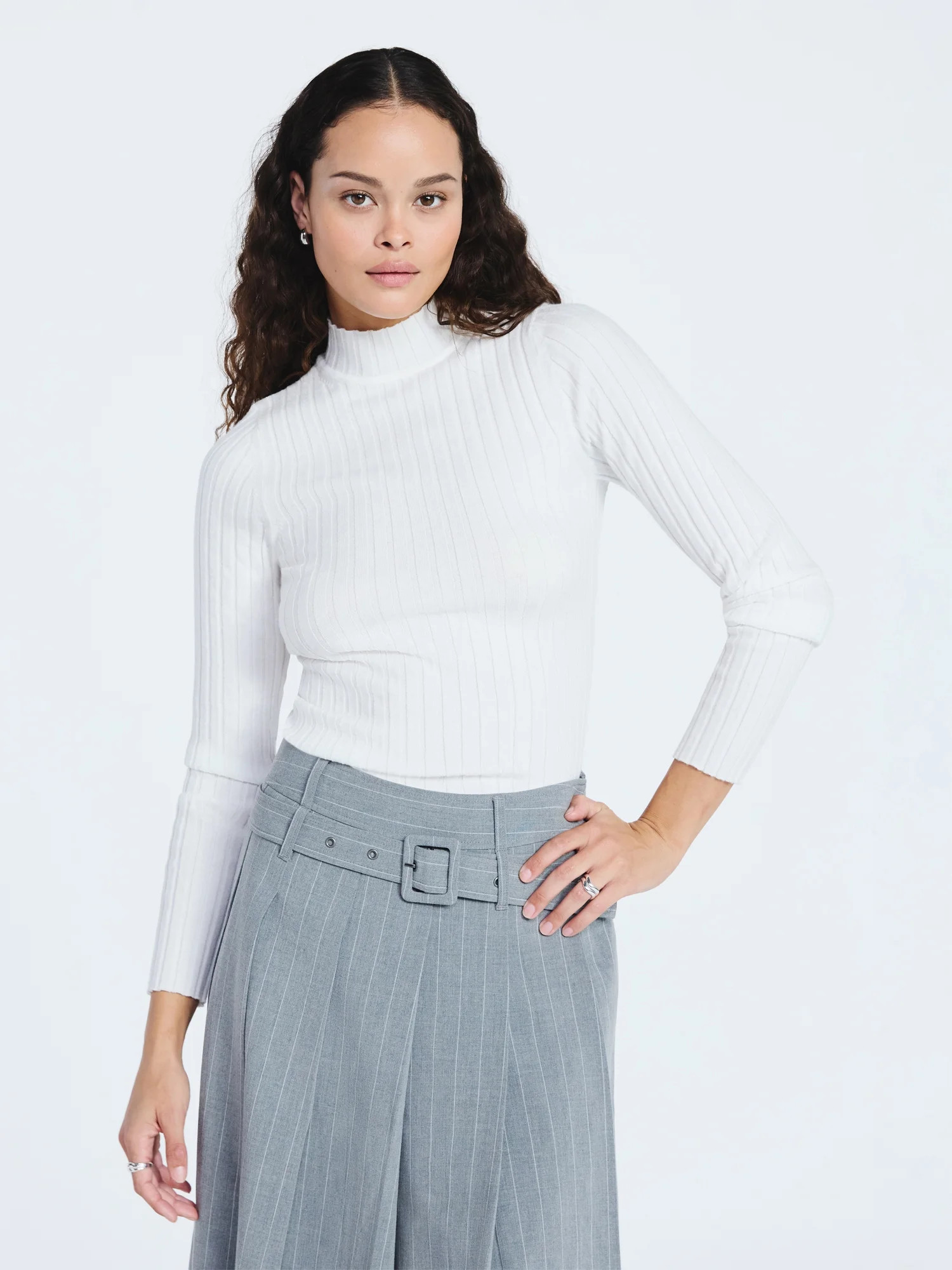 Scoop Women's Ribbed Mockneck Sweater, Lightweight, Sizes XS-XXL | Walmart (US)