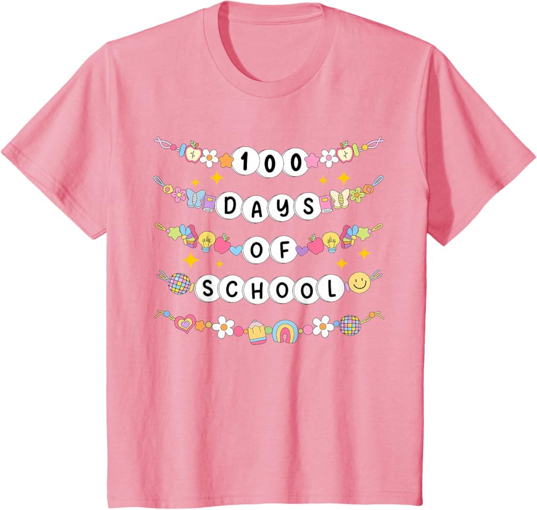 100 Days of School Friendship Bracelets 100 Days Smarter Kid T-Shirt | Amazon (US)