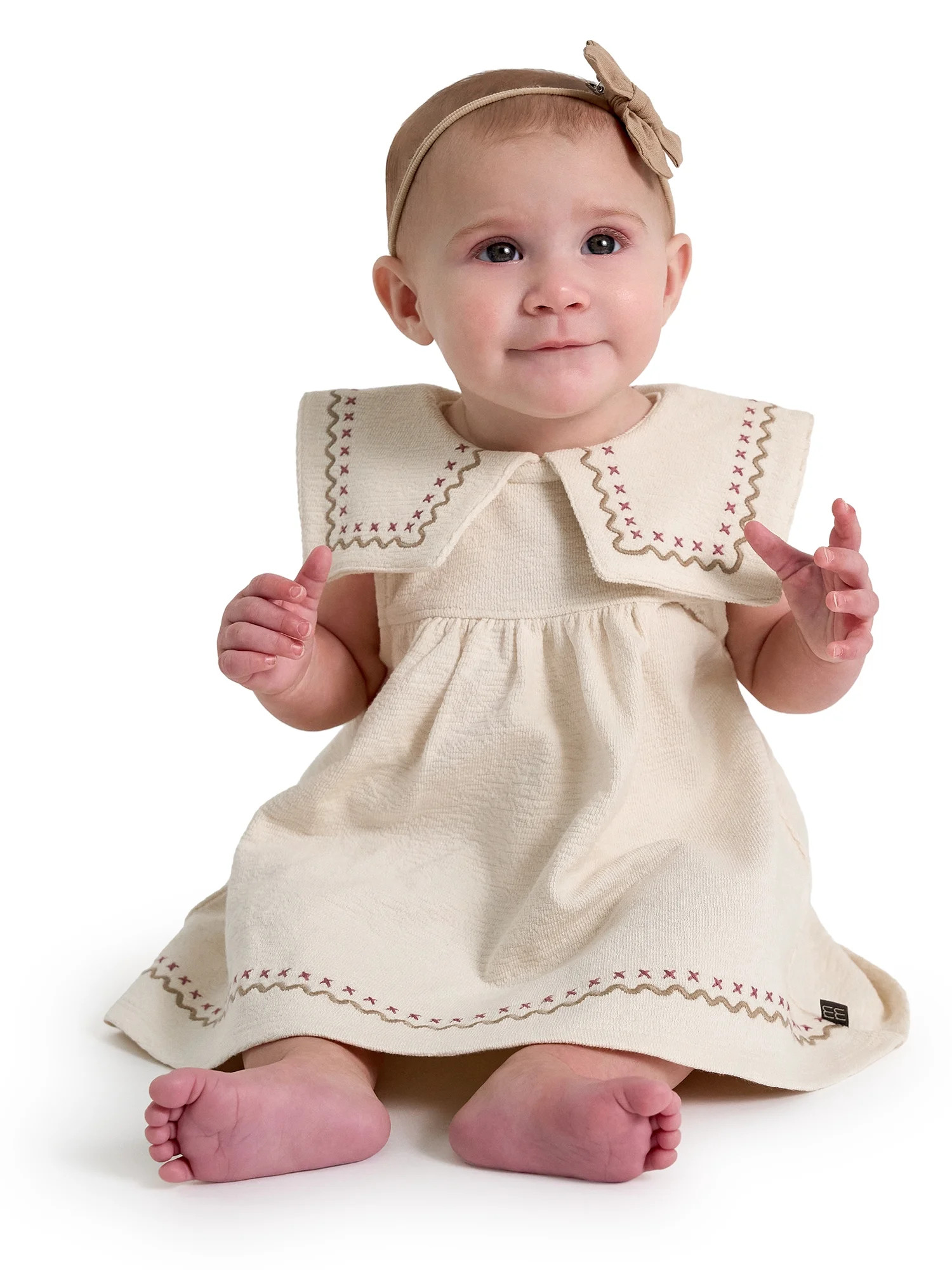 Modern Moments by Gerber Baby Girl Novelty Embroidered Collar Dress and Diaper Cover, 2-Piece, Si... | Walmart (US)