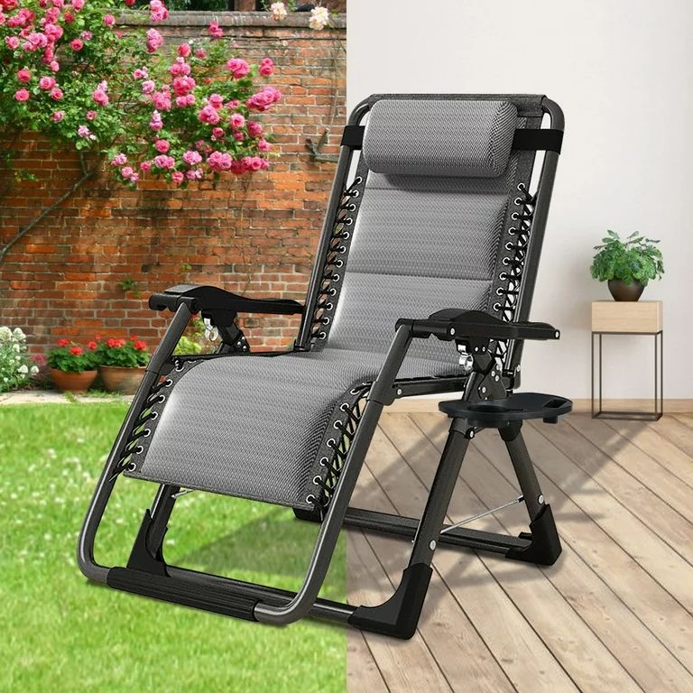 Slsy Zero Gravity Chair, Lawn Recliner, Padded Reclining Patio Lounger Chair, Folding Portable Ch... | Walmart (US)