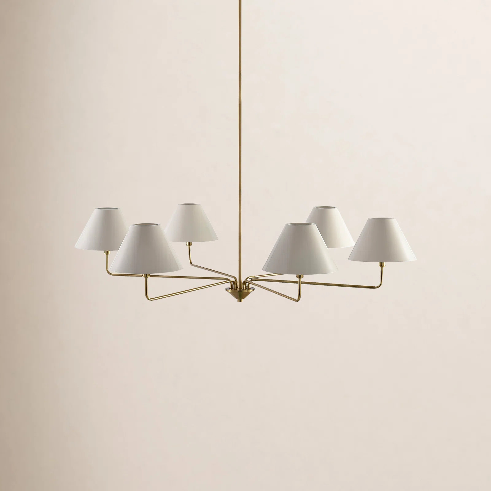 Mid-Century Modern Brass 6-Light Chandelier with Shades | Joss & Main