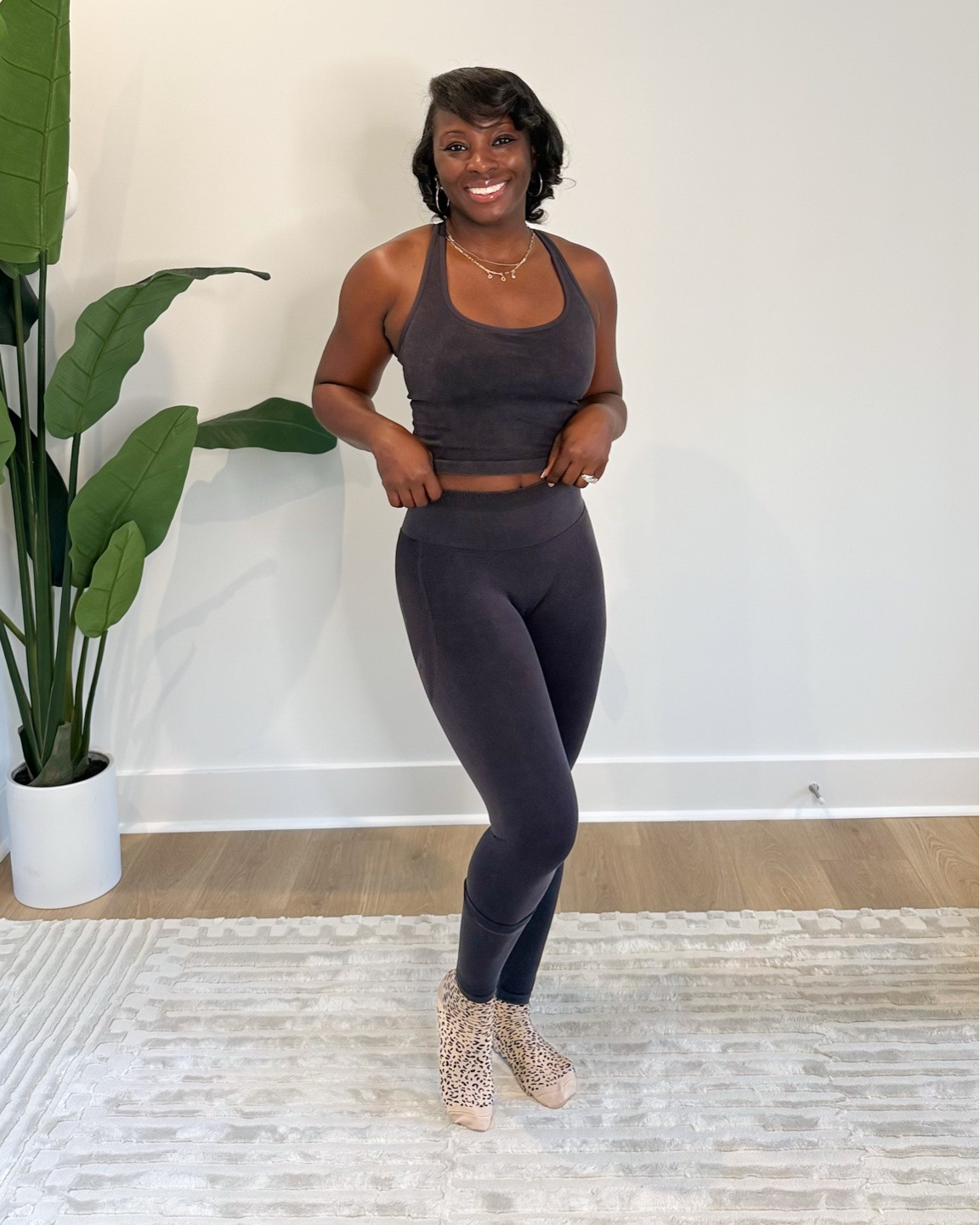 This is such a cute look to have for active wear. It’s perfect for the fall because it has the teddy jacket to match. I love the distressed black color. The material feels great and doesn’t move or fold  when bending. Fall looks, fall workout set, Fabletics, fitness

#LTKActive #LTKselfcare #LTKootd