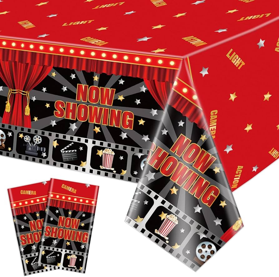 2 Pack Now Showing Tablecloths for Movie Night Theater Red Carpet Birthday Party Decorations Supp... | Amazon (US)