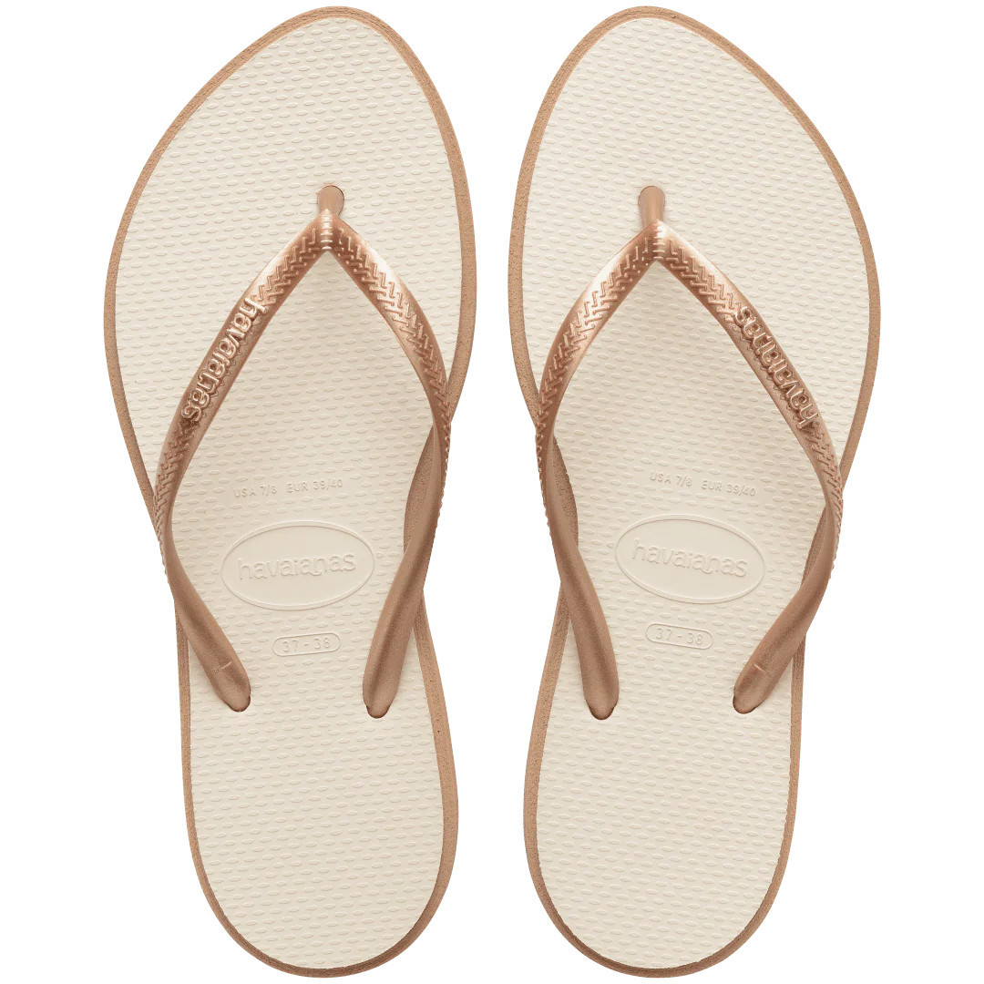 Havaianas Women's Slim Point Flip Flops | Rose Gold/Beige | Size 11/12 | Havaianas