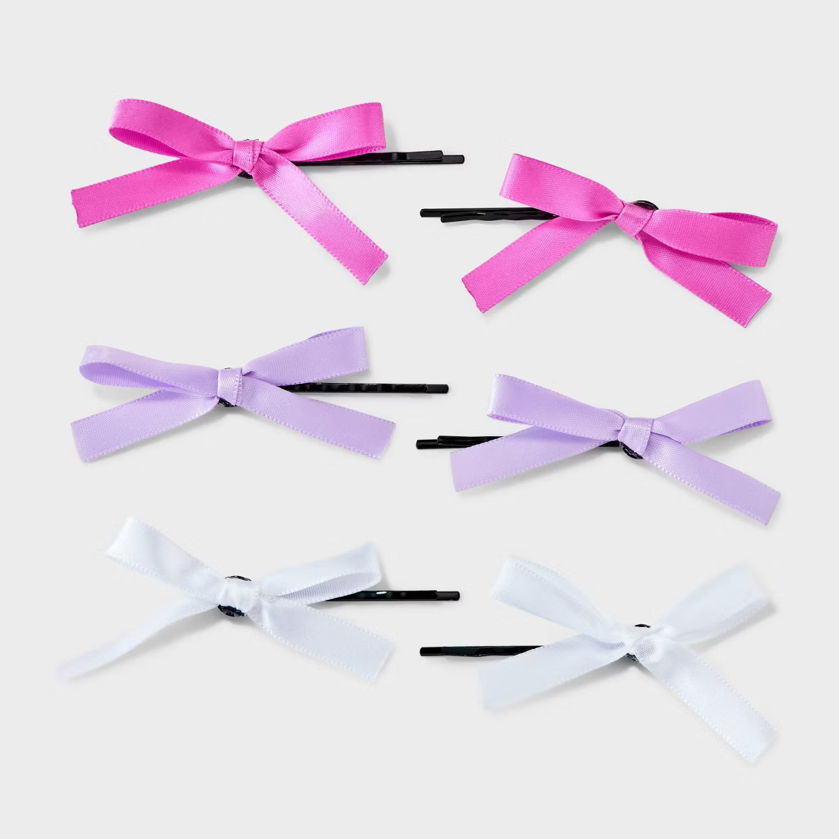 Girls' 6pk Satin Ribbon Bow Bobby Pin Set - art class™ Pink/Cream | Target