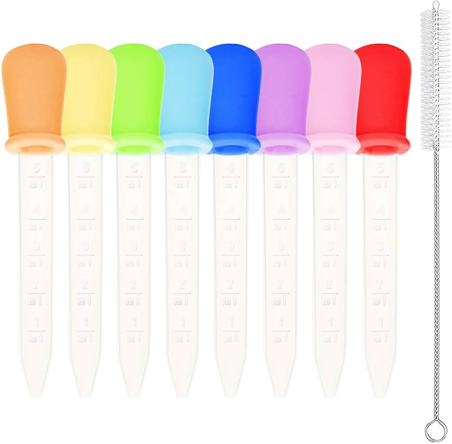 Benvo 8 Pack Liquid Dropper Silicone and Plastic Droppers Pipettes with Bulb Tip Eye Dropper 5ml ... | Amazon (US)