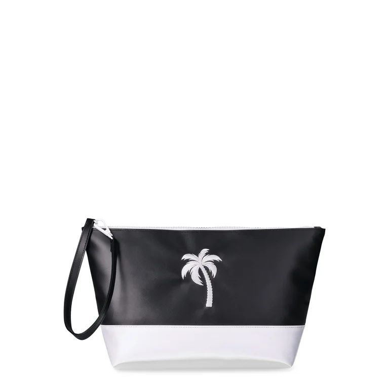 Time and Tru Women's Colorblocked Beach Pouch with Embroidered Accent | Walmart (US)