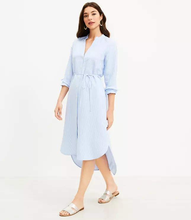 Striped Hi-Lo Shirtdress | LOFT
