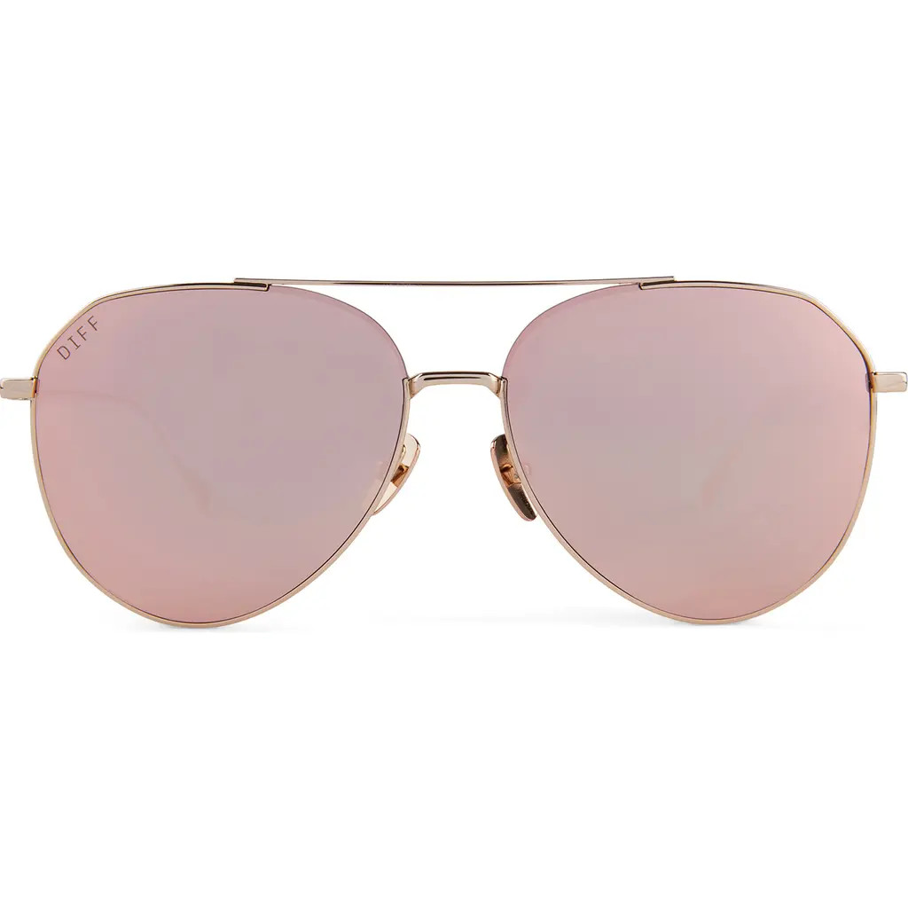 DIFF Dash 61mm Mirrored Aviator Sunglasses in Peach Mirror at Nordstrom | Nordstrom