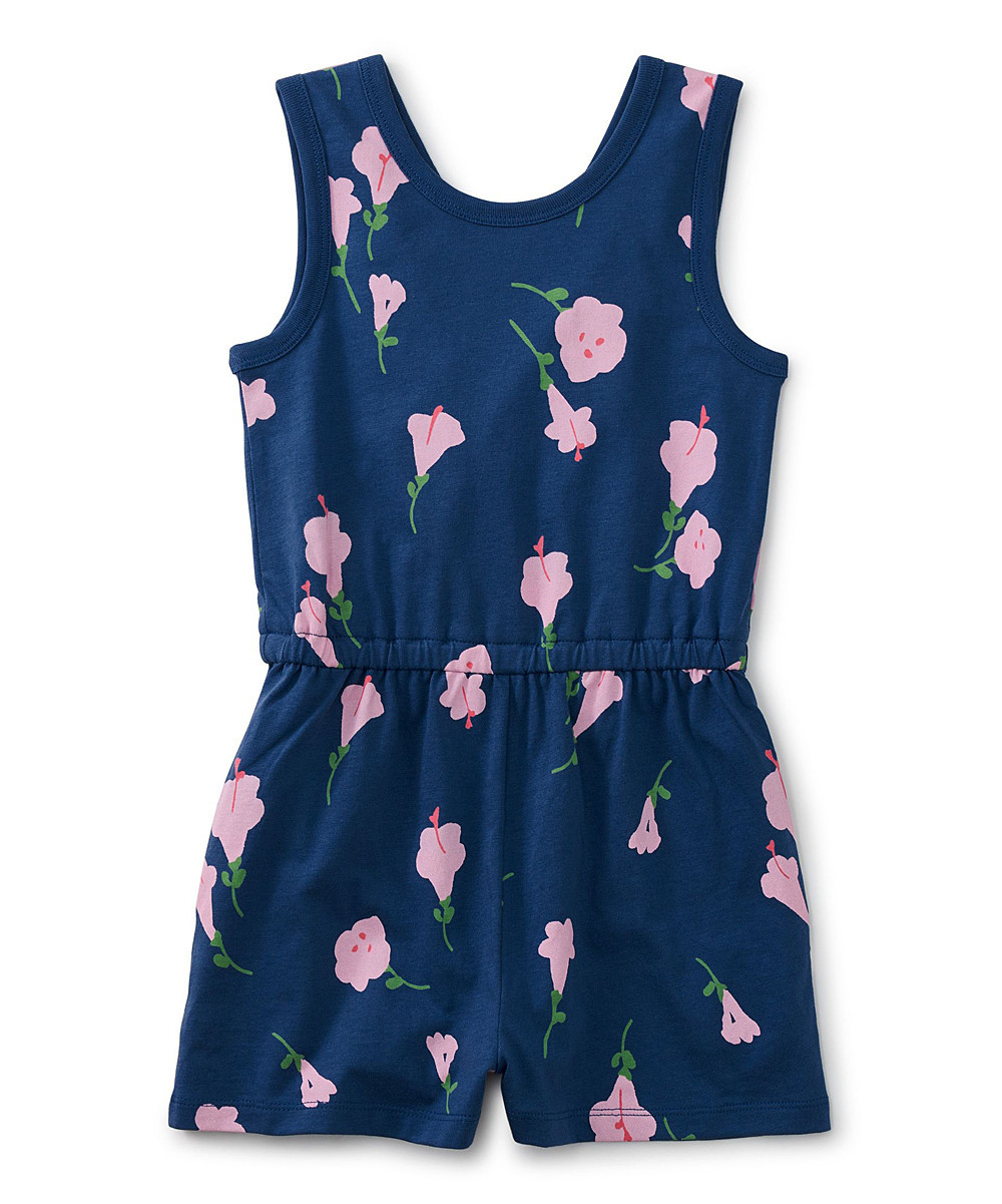 Tea Collection Girls' Rompers ANDGP301 - Navy & Pink Abstract Dot Reversible Romper - Toddler & Girl | Zulily