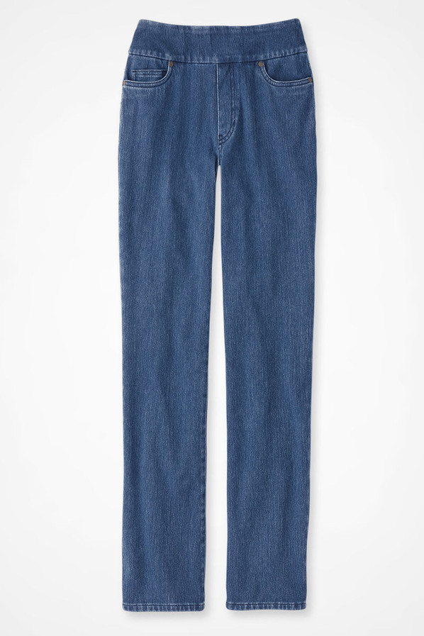 Knit Denim Mid Rise Straight-Leg Jeans | Coldwater Creek