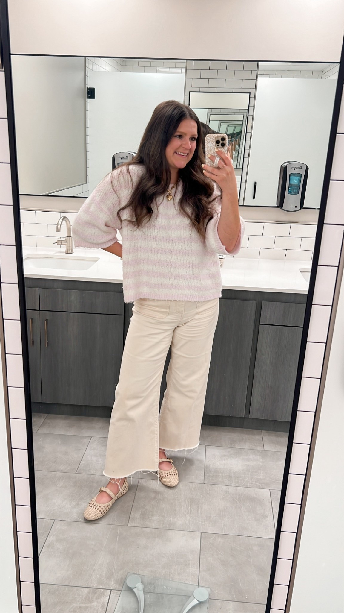 Mom work outfit! These jeans are finally back in stock. I love them so much. They are so flattering! I’m wearing size 8, which is TTS. I have received sooooo many compliments on these shoes. 10/10!!! TTS. 

Work outfit / comfy work outfit / mom outfit / comfy mom outfit / mom workwear / mom work outfit / in office outfit / office outfit / teacher outfit / business casual / casual mom outfit / work shoes / striped top / mary jane flats / tan flats / neutral shoes / neutral flats / cream pants / cream jeans / off white jeans / mom jeans 

#LTKWorkwear #LTKootd #LTKmomlife