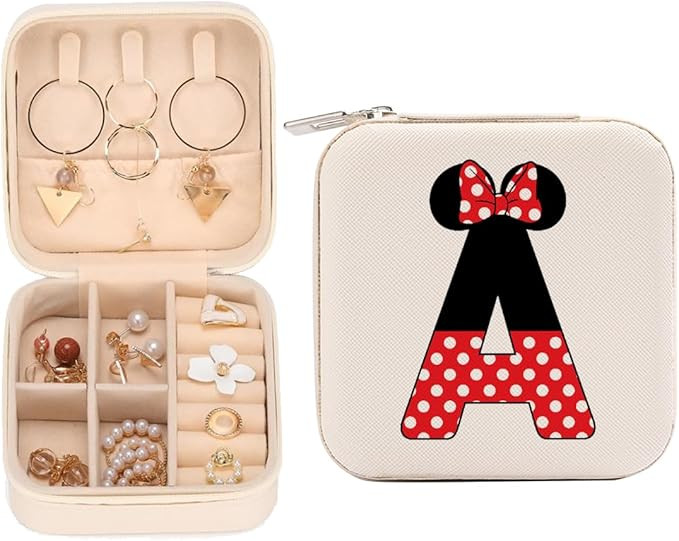 LONGXIN Cute Cartoon Mouse Gifts, Initial Travel Jewelry Case Small Jewelry Box Organizer, Person... | Amazon (US)