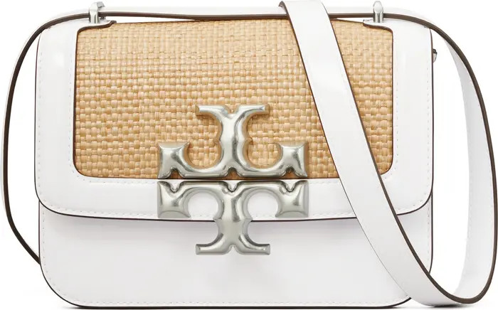 Eleanor Small Woven Straw & Leather Shoulder Bag | Nordstrom