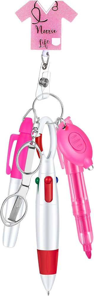 6 Pcs Nurse Badge Accessories Include Permanent Marker Pen, Highlighter, Retractable Ball Pen, Nu... | Amazon (US)