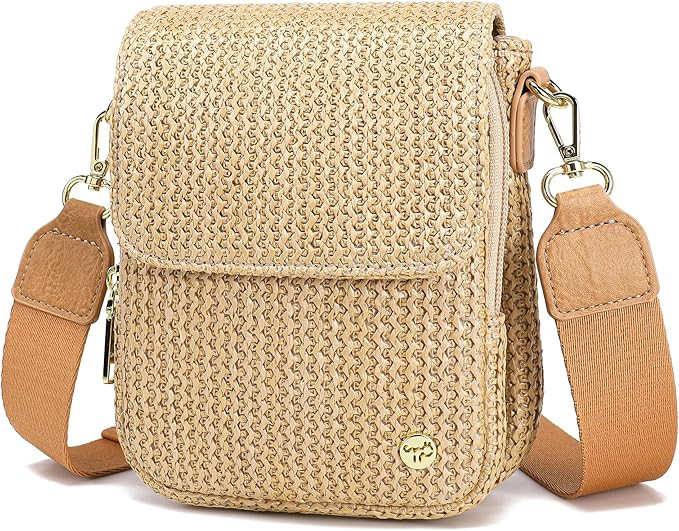 Haytijoe Faux Straw Crossbody Bags for Women Small Summer Purse RFID Woven Phone Bag Travel Beach... | Amazon (US)
