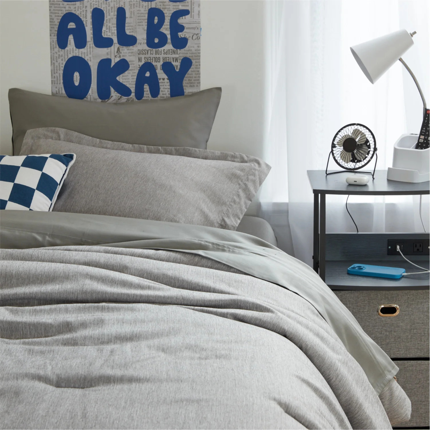 Theo Comforter and Sham Set | Dorm Essentials - Medium Grey / Twin/Twin XL - Dormify | Dormify
