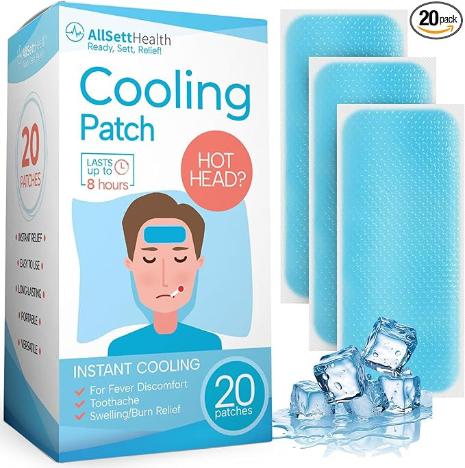 Cooling Patches for Fever, Natural Headache and Migraine Relief, (20 Pack) Soft Gel Sheets, Fever... | Amazon (US)