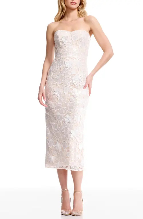 Dress the Population Shailene Lace Strapless Dress in Off White at Nordstrom, Size Small | Nordstrom