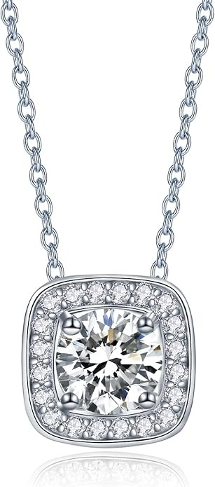 IMOLOVE Moissanite Solitaire Pendant Necklaces for Women Sterling Silver with 18K White Gold Plat... | Amazon (US)