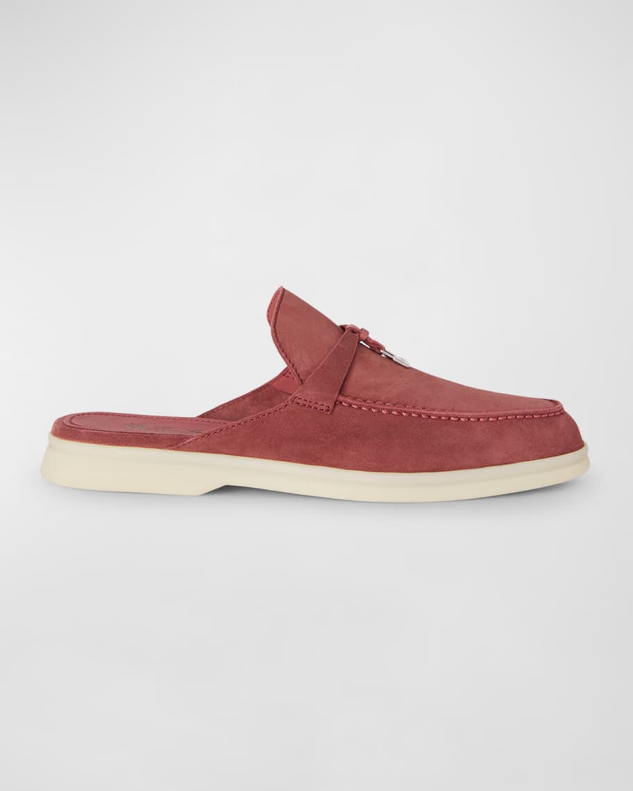 Loro Piana Babouche Charms Walk Suede Mule Loafers | Neiman Marcus