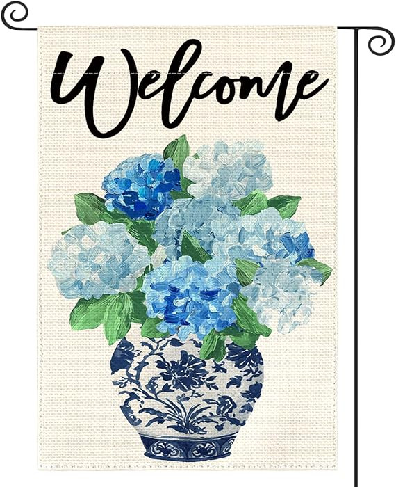 AVOIN colorlife Spring Hydrangea Floral Welcome Garden Flag 12x18 Inch Double Sided Outside, Blue... | Amazon (US)
