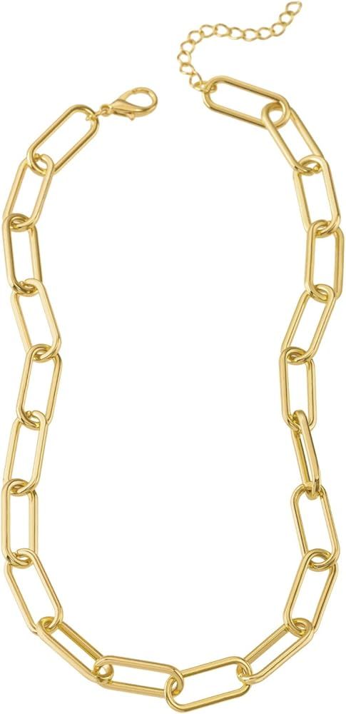18K Gold Plated Chain Necklaces for Women | Paperclip Link Chain Necklace and Bracelet Set | Amazon (US)