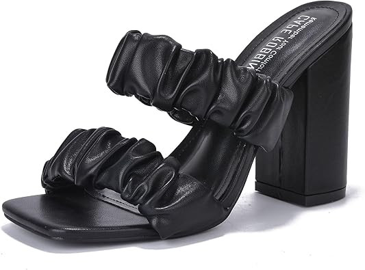 Cape Robbin Women's Chunky High Heels - Strappy Square Open Toe Sandals (RIE Del) | Amazon (US)