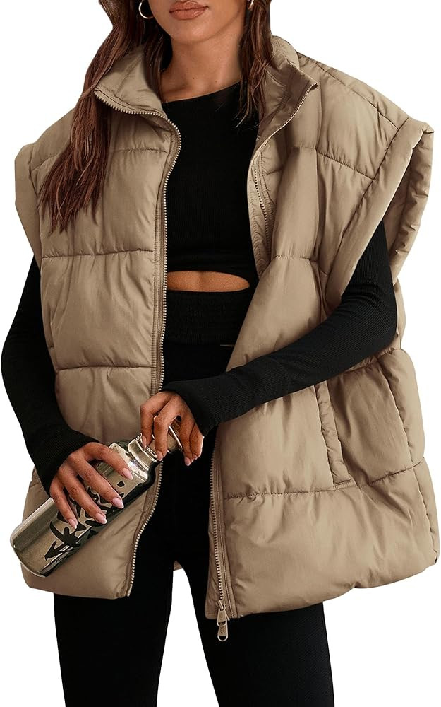 PRETTYGARDEN Women's Puffer Vest Fall Casual Stand Collar Lightweight Sleeveless Zip Up Padded Ja... | Amazon (US)