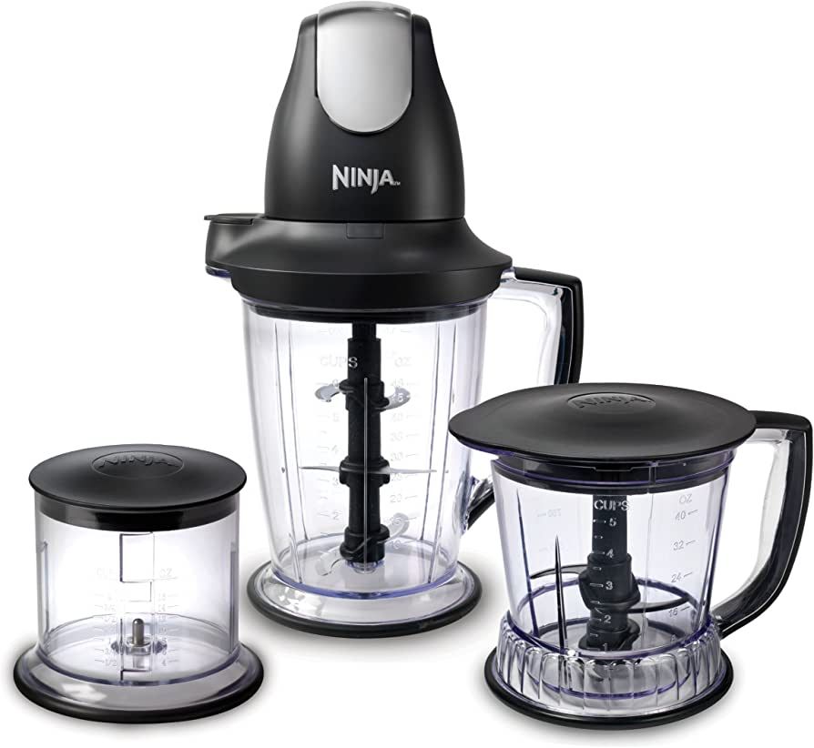 Ninja QB1004 Blender/Food Processor with 450-Watt Base, 48oz Pitcher, 16oz Chopper Bowl, and 40oz... | Amazon (US)