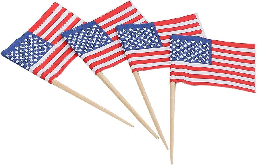 KingSeal American Flag Toothpicks, 2.5 Inch - 2 packs of 144 each (288 pcs total), US Flag Picks ... | Amazon (US)