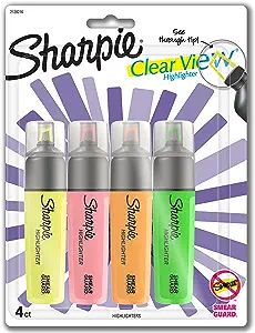 SHARPIE Clear View Highlighters, Chisel Tip, Assorted Colors, 4 Count | Amazon (US)