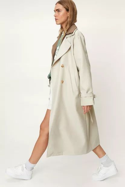 Colorblock Collar Trench Coat | Nasty Gal (US)