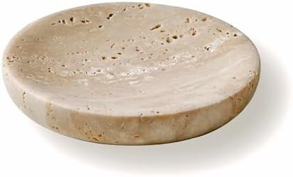 Round Travertine Tray for Jewelry, Marble Trinket Dish Tray, Nightstand Decor, Coaster, Soap Dish... | Amazon (US)
