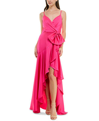 Women's Cascading-Ruffle High-Low Surplice-Neck Dress | Macy's