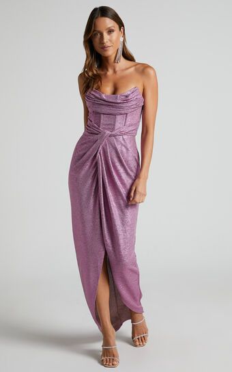 Adrie Midaxi Dress - Strapless Corset Bodice Dress in Pink | Showpo (US, UK & Europe)