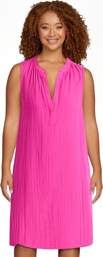 Time and Tru Women's Cotton Double Cloth Shift Dress, Sizes XS-XXXL | Walmart (US)