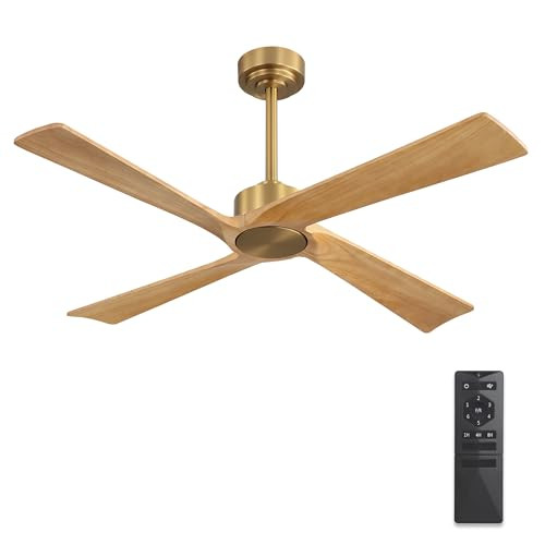 WINGBO 48 Inch DC Ceiling Fan Without Lights, 4 Carved Solid Wood Blades, 6-Speed Reversible DC M... | Amazon (US)