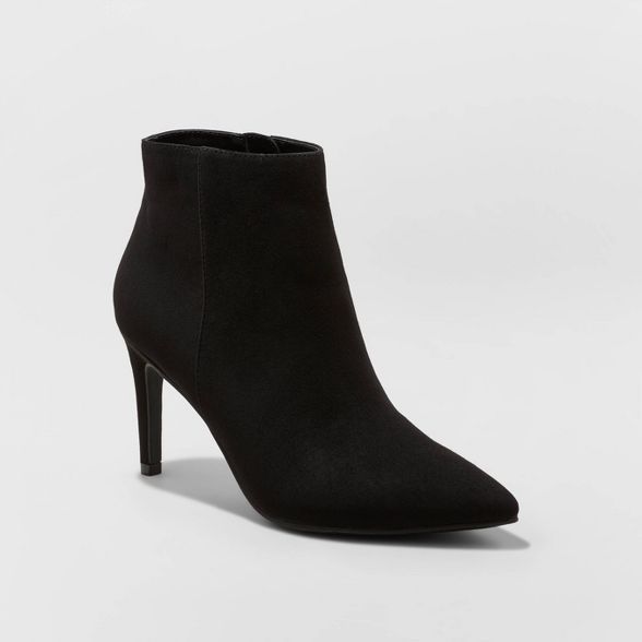 Women's Norelle Microsuede Stilletto Pointed Bootie - A New Day™ Black | Target
