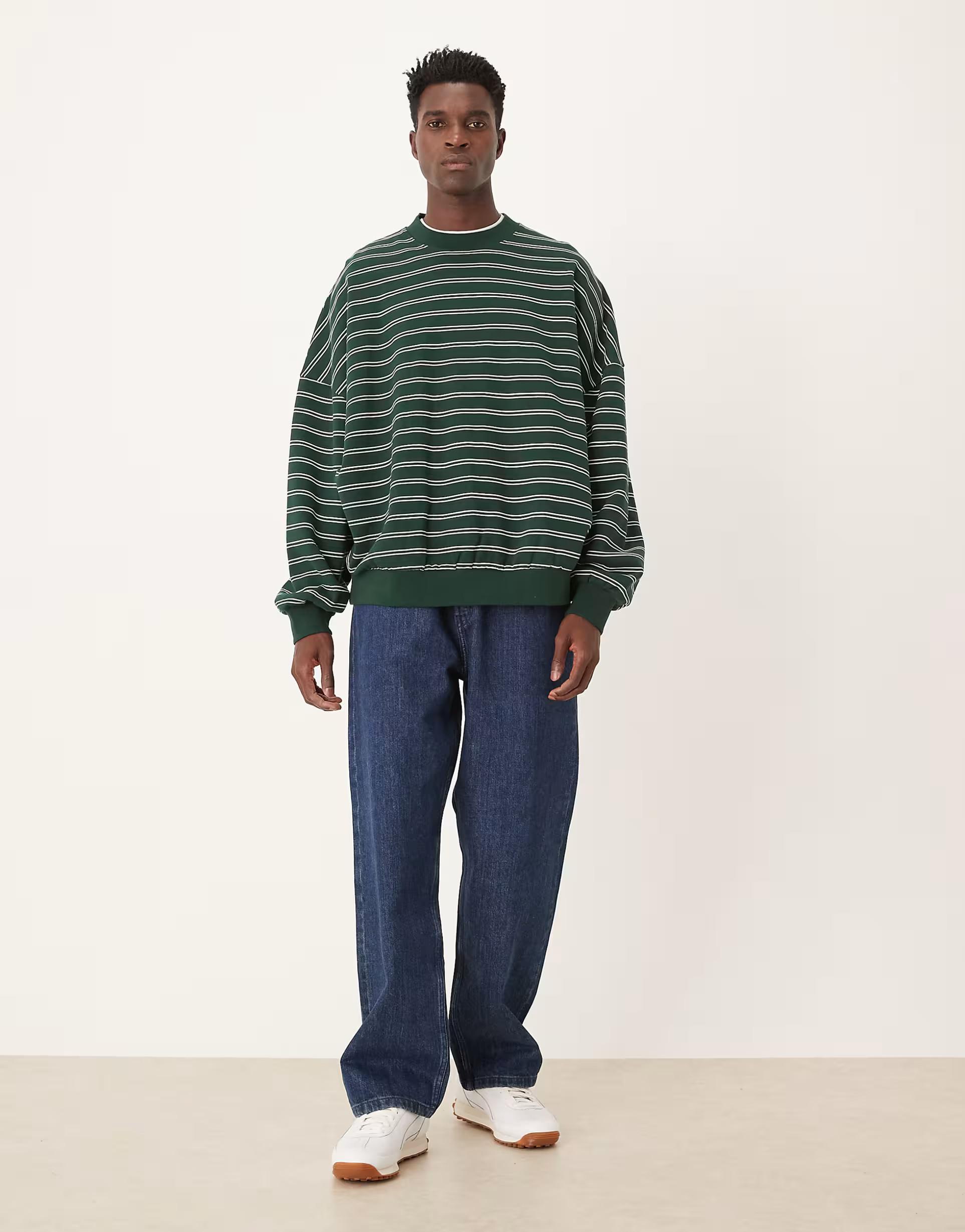 ASOS DESIGN extreme oversized printed striped sweatshirt in green | ASOS (Global)