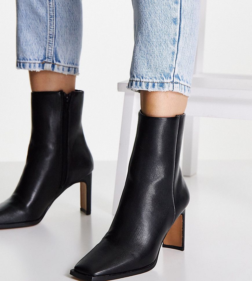 ASOS DESIGN Wide Fit Remmy set-back heeled boots in black | ASOS (Global)