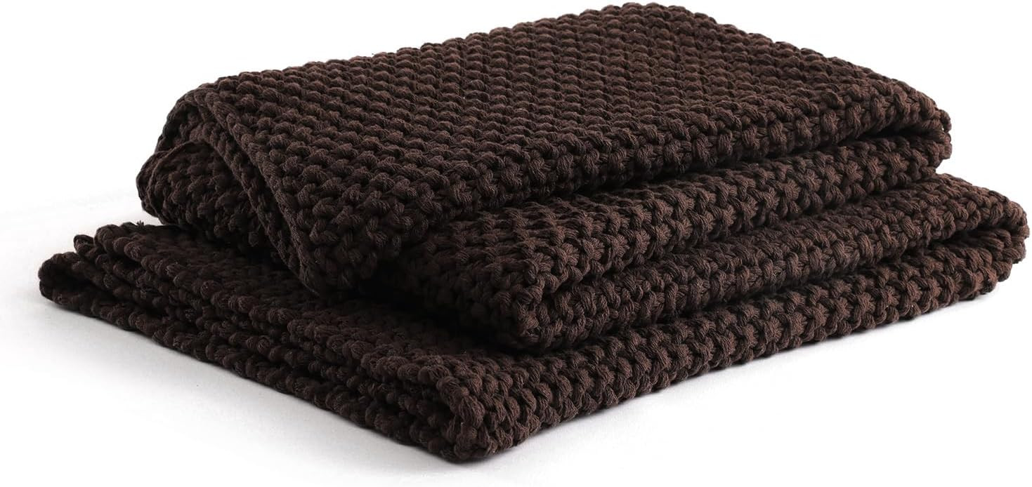 YnM Chunky Cotton Knit Throw Blanket, Cable Knit Throws for Bed Couch Sofa, Comfy & Relaxing, Dec... | Amazon (US)