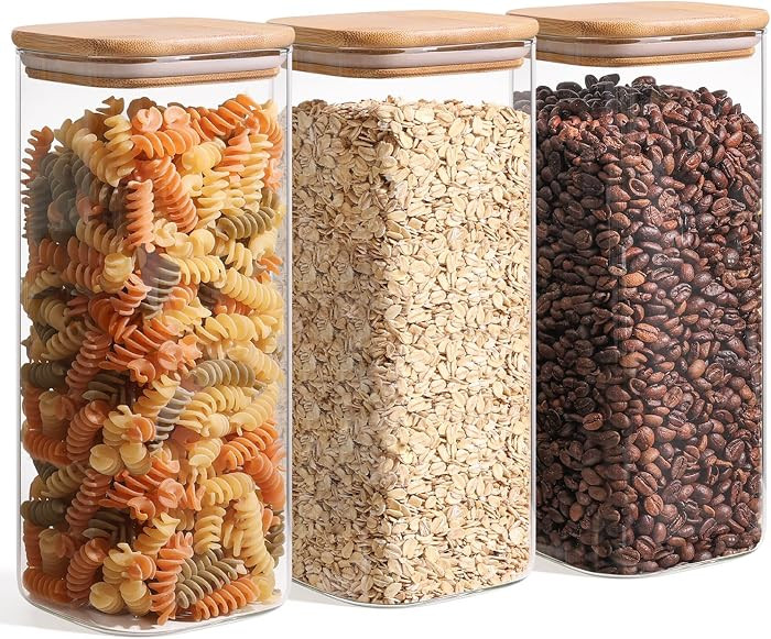 ComSaf 1.9 Qt Glass Storage Containers with Lids, Glass Jars with Lids, Clear Food Storage Jar, S... | Amazon (US)