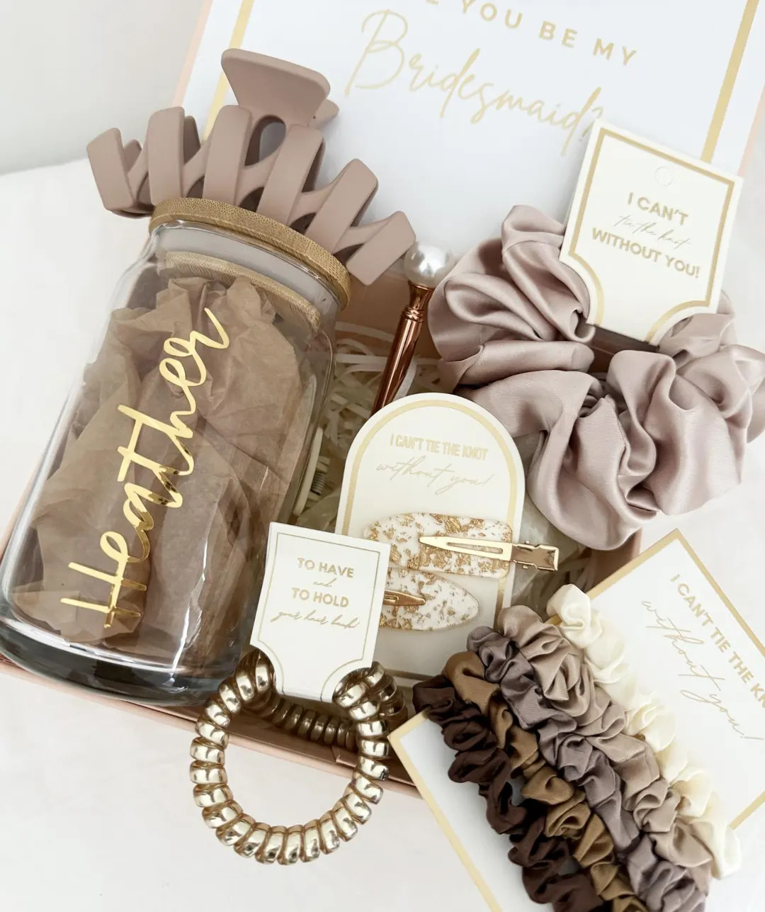 Bridesmaid Proposal Box: Personalized Glass & Hair Accessories Gift - Etsy | Etsy (US)