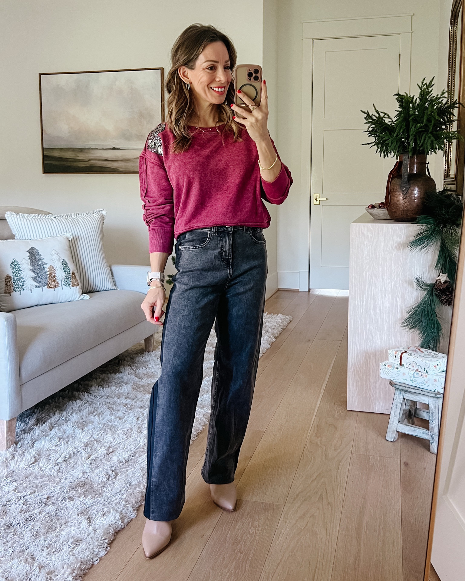 Walmart Winter Style 🤍 pretty berry colors and fun jeans 

Top Fit: I’m wearing an XS

Jeans Fit: I’m wearing a 0

#LTKHoliday #LTKPetite #LTKFindsUnder50