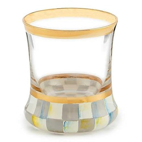 MACKENZIE-CHILDS Shot Glass, Cute Shot Glass for Drinking or Decor, Bar Accessories, Gray-and-White Sterling Check | Amazon (US)