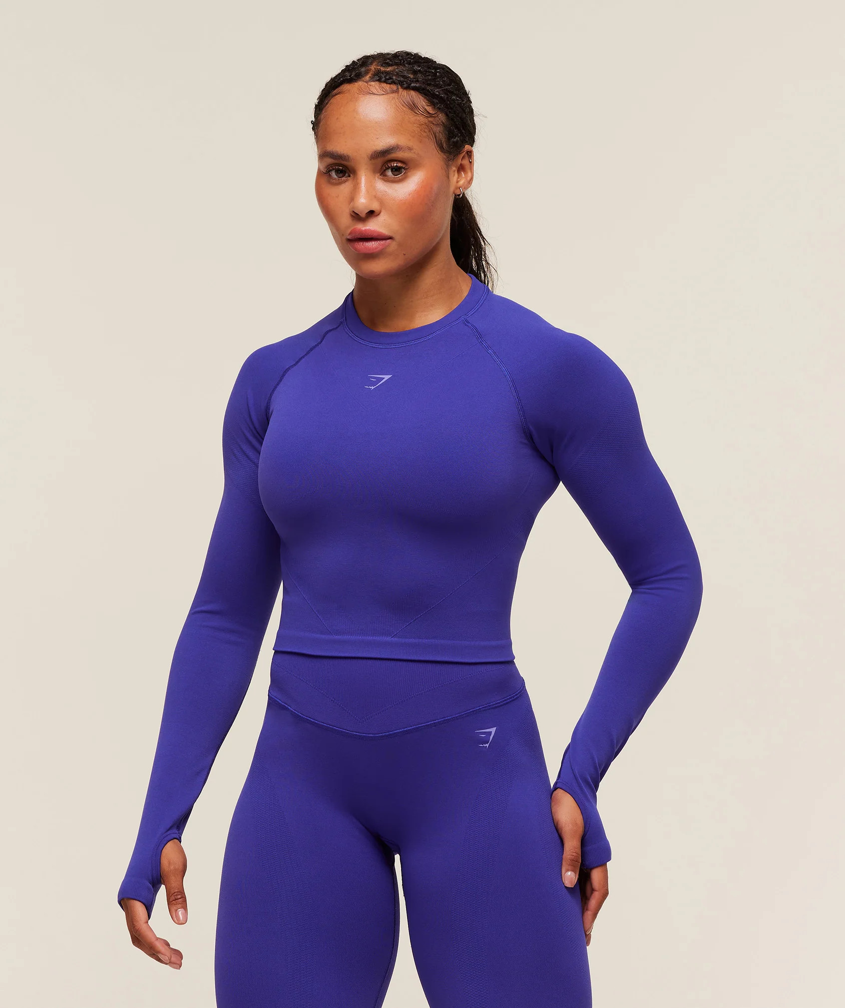 Gymshark Activate Long Sleeve Crop Top - Cobalt Purple | Gymshark US